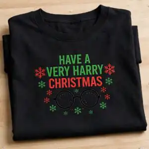 harry potter christmas svg design printed on a plain product mockup