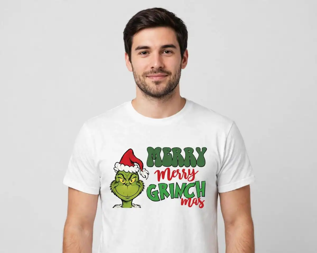 grinch grin christmas design bundle for cutting and crafting various green character designs and associated elements for Christmas design printed on a plain product mockup