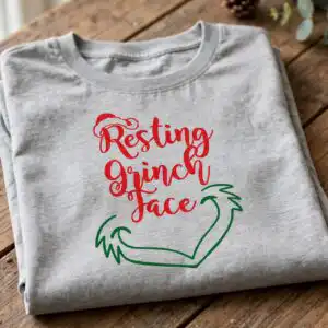grinch grin christmas design bundle for cutting and crafting various green character designs and associated elements for Christmas design printed on a plain product mockup