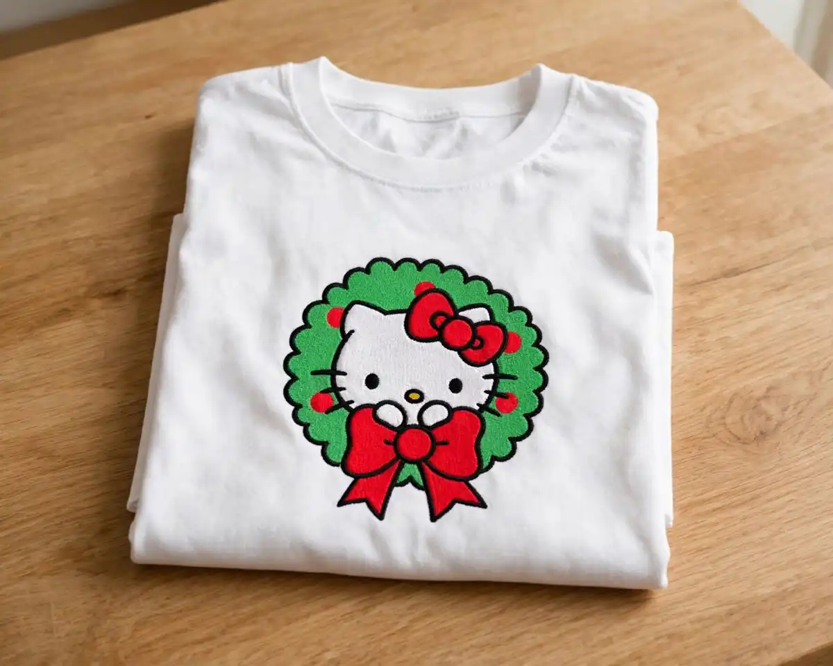 hello kitty christmas png images design printed on a plain product mockup