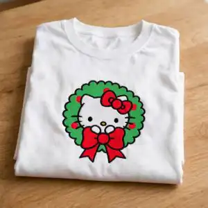 hello kitty christmas png images design printed on a plain product mockup