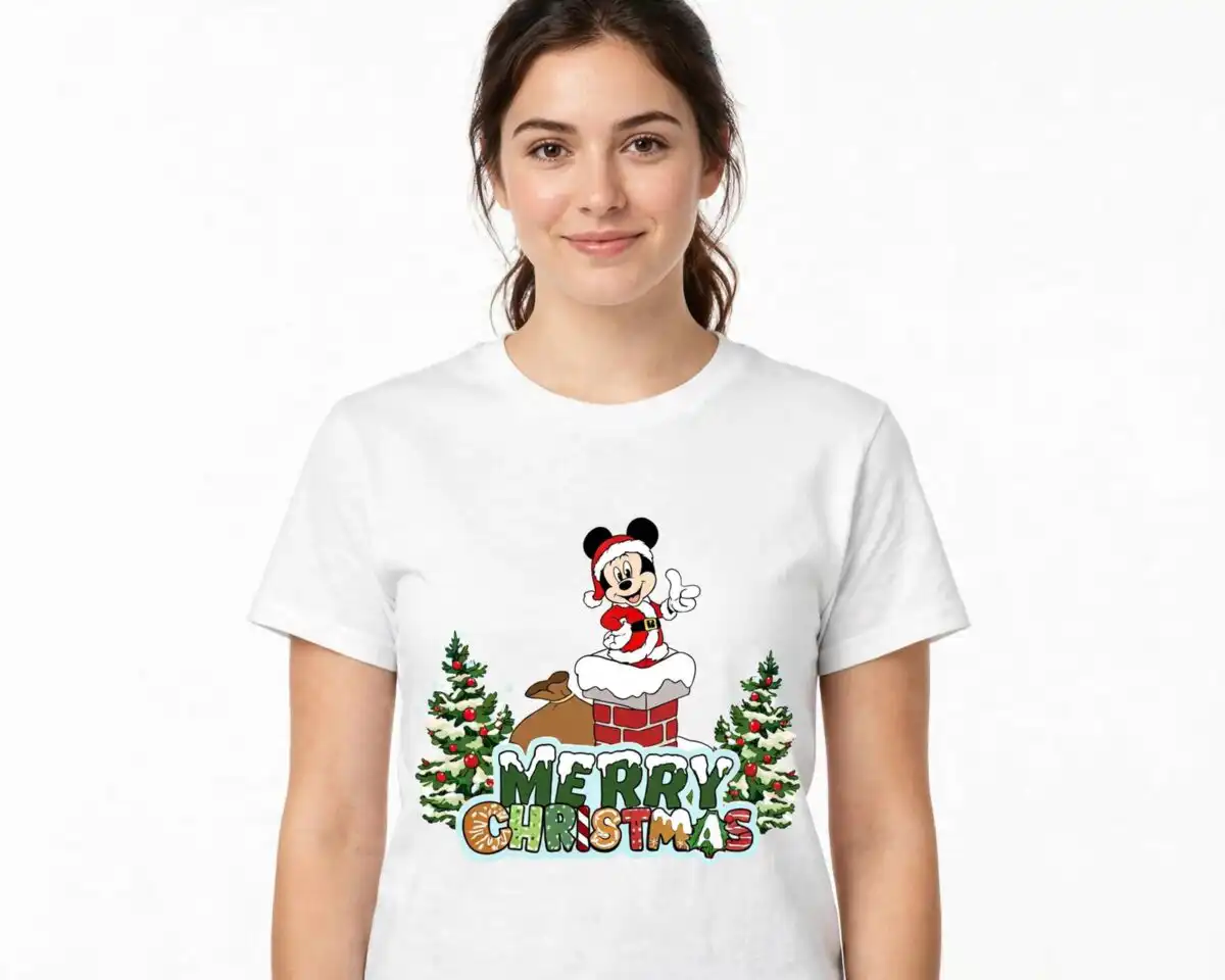 christmas mickey mouse svg design printed on a plain product mockup