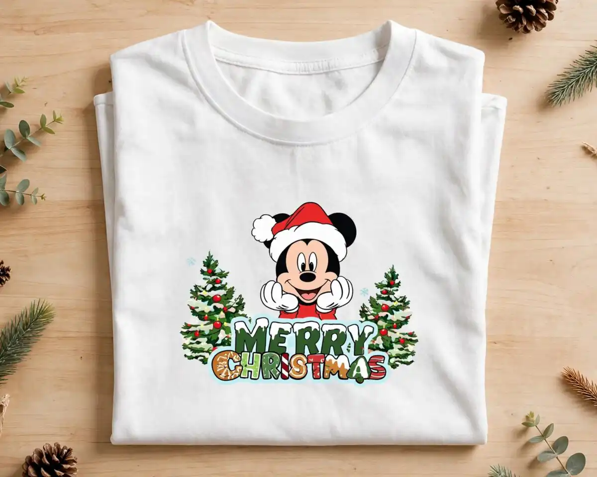 christmas mickey mouse svg design printed on a plain product mockup
