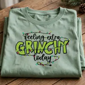 A collection of Christmas-themed designs featuring a green character and related elements. design printed on a plain product