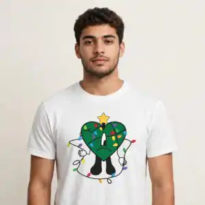 bad bunny images png design printed on a plain product mockup