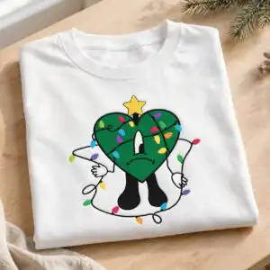 bad bunny images png design printed on a plain product mockup