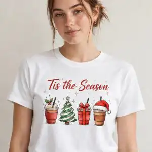 christmas coffee mug png design printed on a plain product mockup