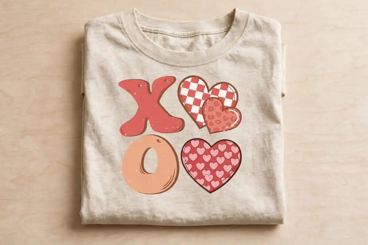 valentine's day png images design printed on a plain product mockup