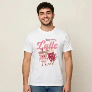 valentine's day retro valentines kawaii food collection with latte love art valentine's day retro valentines png design printed on a plain product mockup