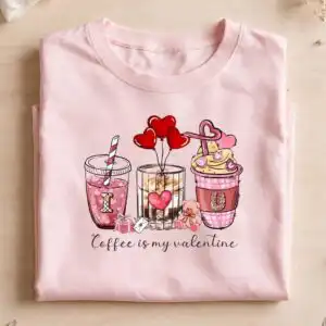 iced coffee drinks valentine sublimation design printed on a plain product mockup