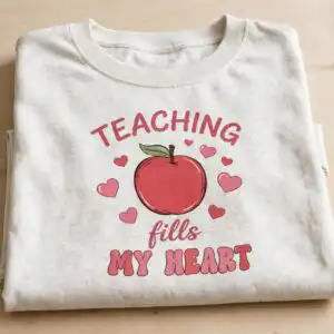teacher valentines day png design printed on a plain product mockup
