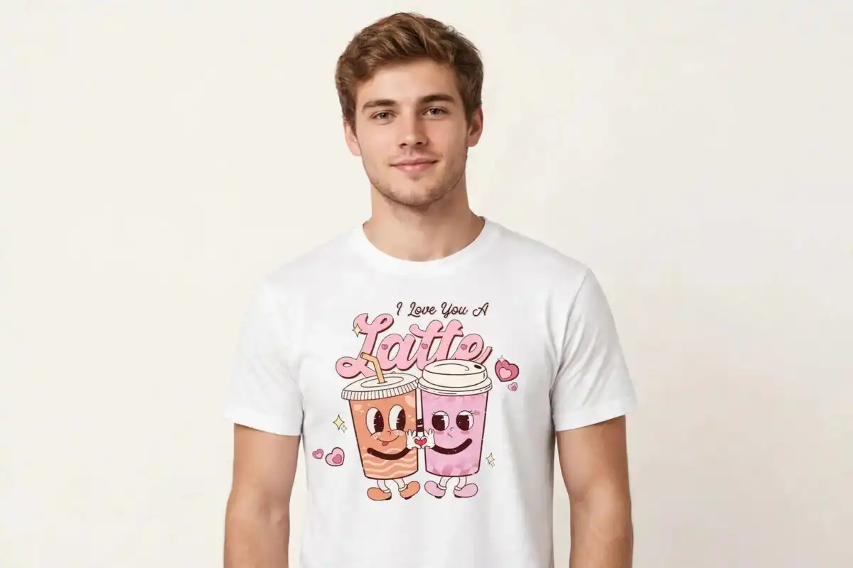 retro valentine png design printed on a plain product mockup