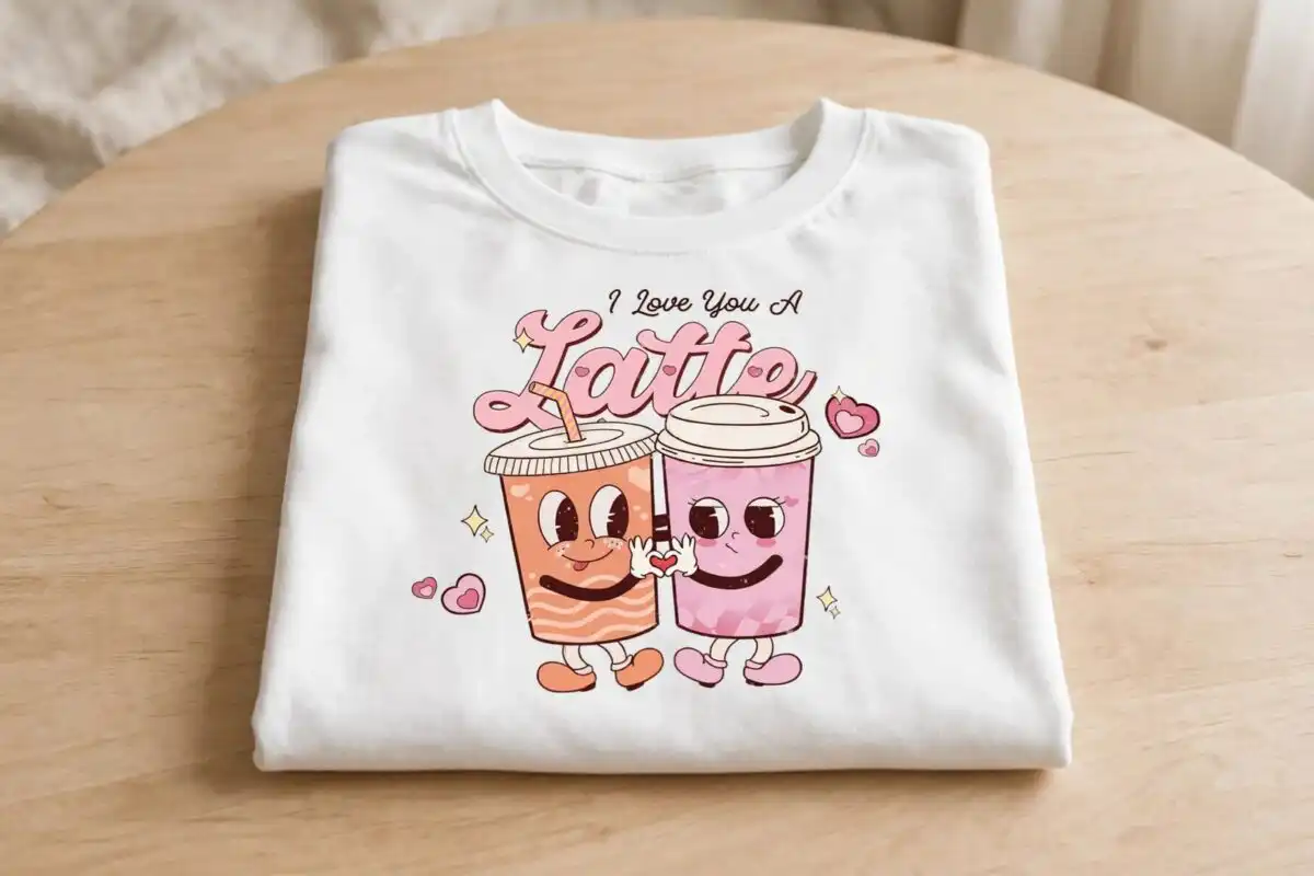retro valentine png design printed on a plain product mockup