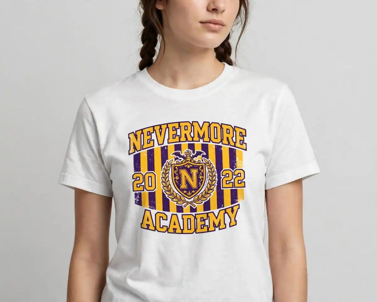 wednesday addams nevermore academy skinny tumbler sublimation wrap wednesday addams nevermore academy sublimation design printed on a plain product mockup