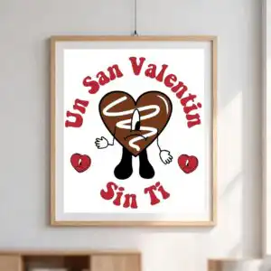 bad bunny valentine's day png sublimation design printed on a plain product mockup