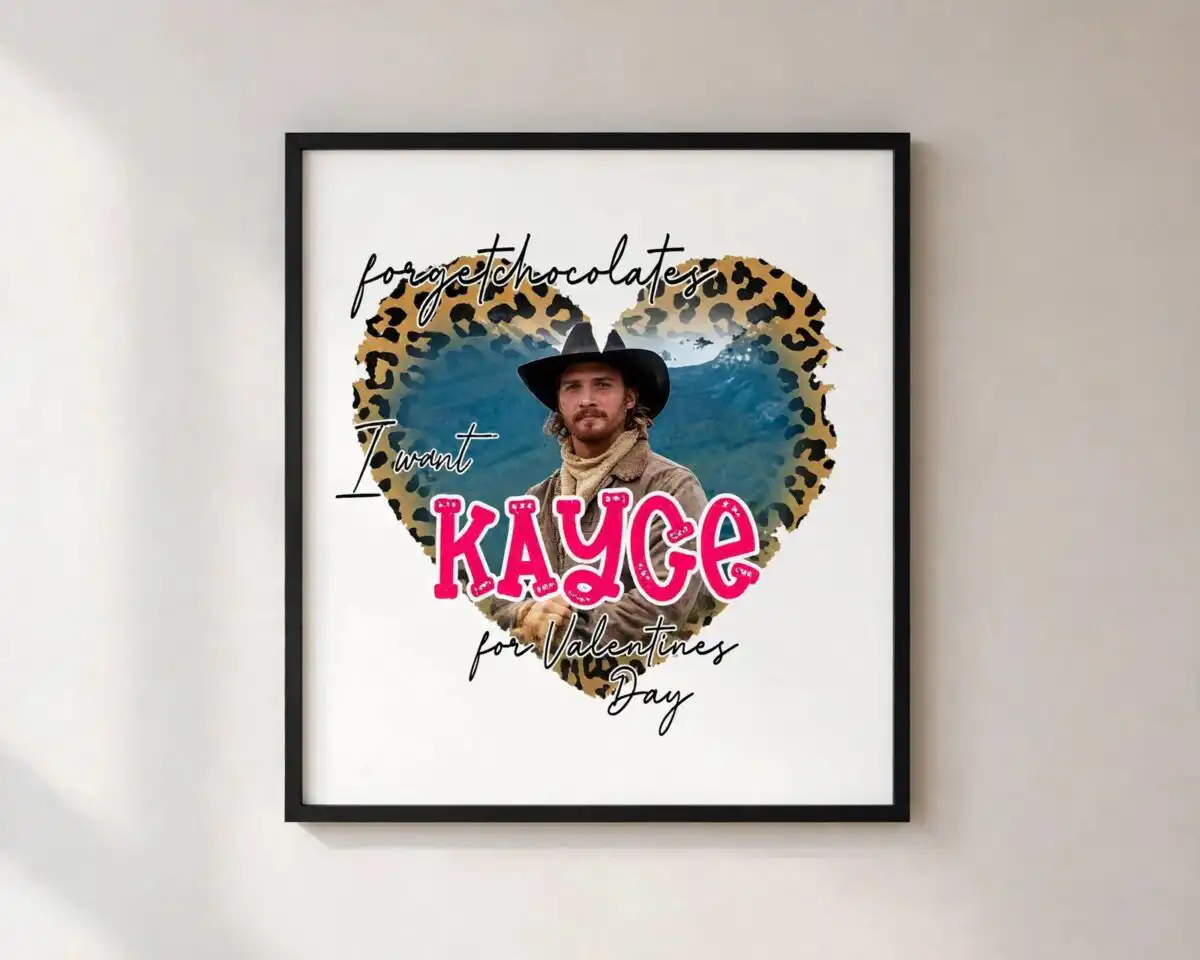 yellowstone valentine movie valentine png design printed on a plain product mockup
