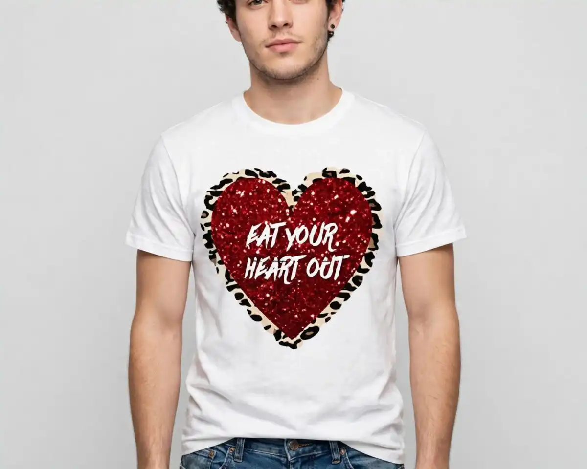 valentine's day heart png design printed on a plain product mockup