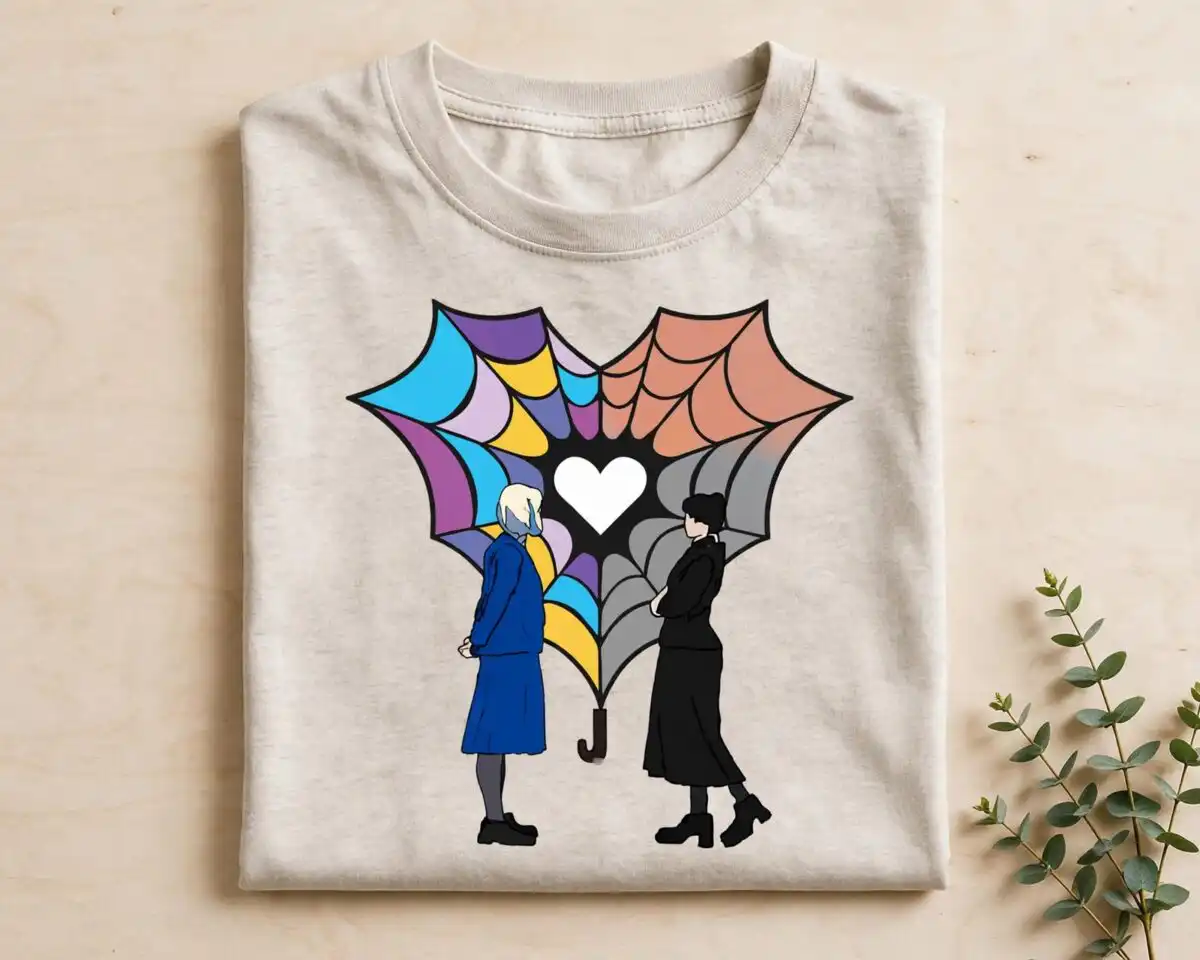valentine's day wednesday addams and adam themed png clip art collection for shirts, mugs valentine's day wednesday addams adam themed png design printed on a plain product mockup