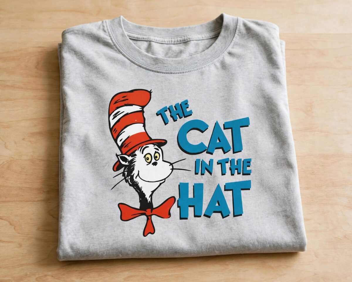 dr seuss read across america clipart with cat hat and thing characters dr seuss read across america clipart design printed on a plain product mockup