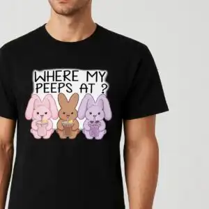 chillin with my peeps spring cartoon bunny mashups for easter shirts spring cartoon bunny peeps mashups png design printed on a plain product mockup