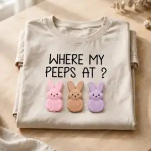 chillin with my peeps spring cartoon bunny mashups for easter shirts spring cartoon bunny peeps mashups png design printed on a plain product mockup