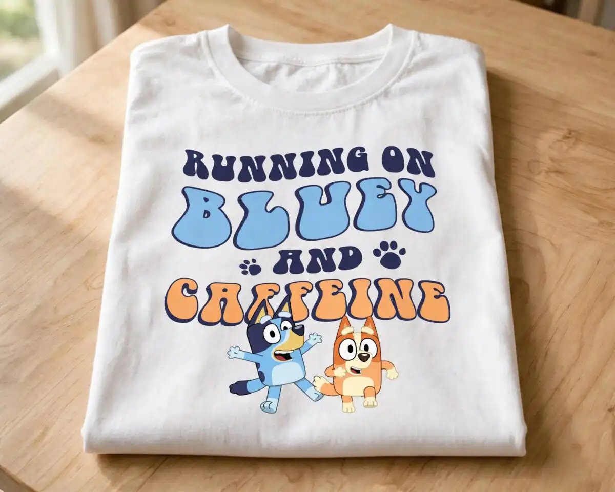running blue dog and iced coffee mom sayings for shirts and mugs running blue dog iced svg design printed on a plain product mockup