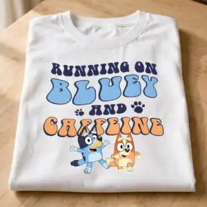 running blue dog and iced coffee mom sayings for shirts and mugs running blue dog iced svg design printed on a plain product mockup
