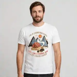 birthday for a camping father - funny camping dad shirt art birthday camping father camping dad png design printed on a plain product mockup