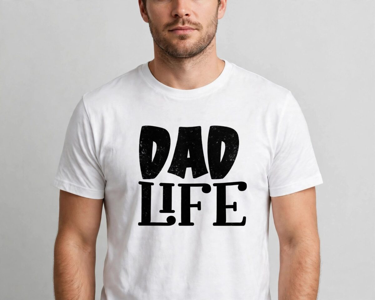 dad quotes mega with baseball, fishing and hero lettering for shirts dad quotes svg design printed on a plain product mockup