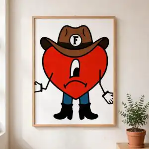 bad bunny grupo frontera sad red heart cowboy valentine design bad bunny grupo frontera svg design printed on a plain product mockup