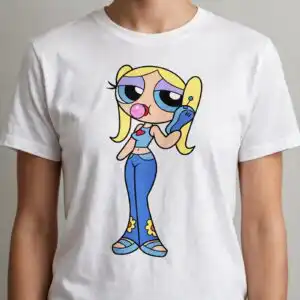 bubbles powerpuff svg design printed on a plain product mockup