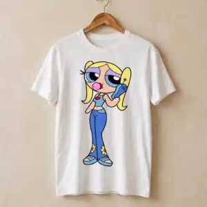 bubbles powerpuff svg design printed on a plain product mockup
