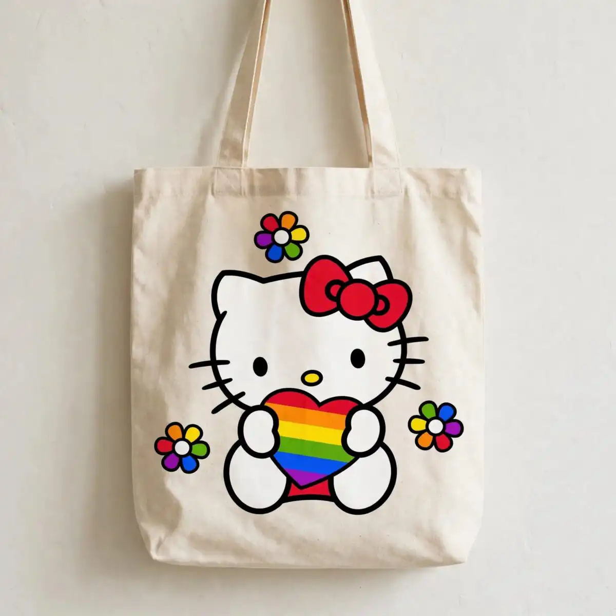 red hello kitty pride heart design for shirts, stickers and vinyl crafts red hello kitty svg design printed on a plain product mockup