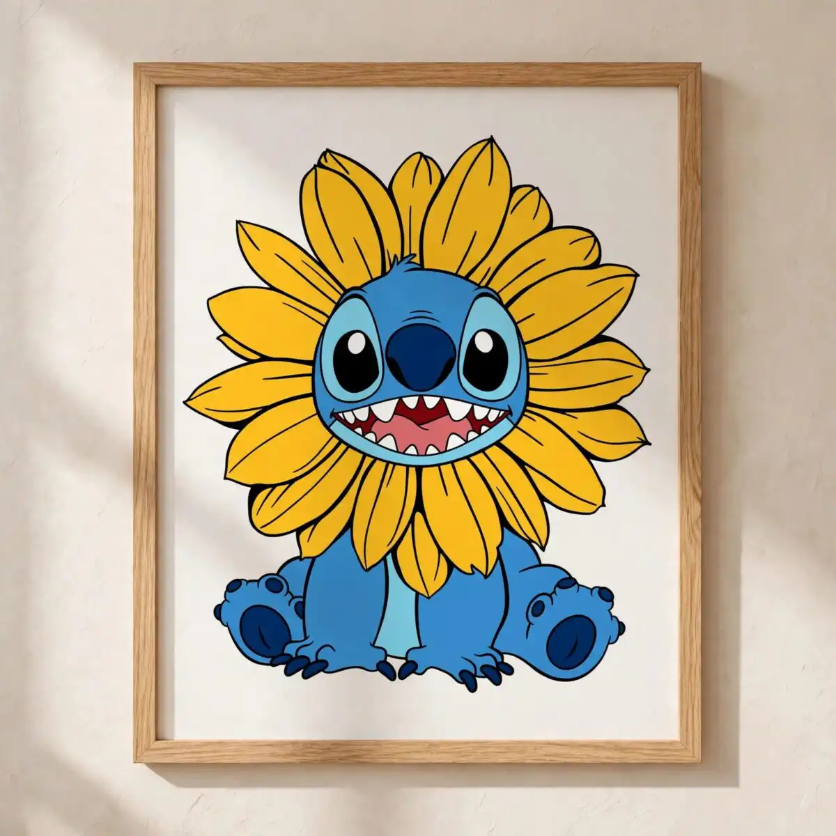 stitch sunflower stitch disney svg design printed on a plain product mockup