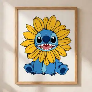 stitch sunflower stitch disney svg design printed on a plain product mockup