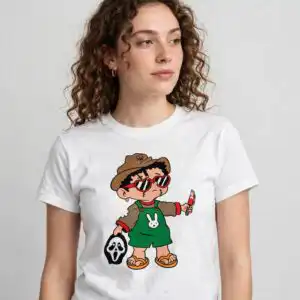 bad bunny baby benito halloween toddler with knife and mask cut file benito bad bunny png design printed on a plain product mockup