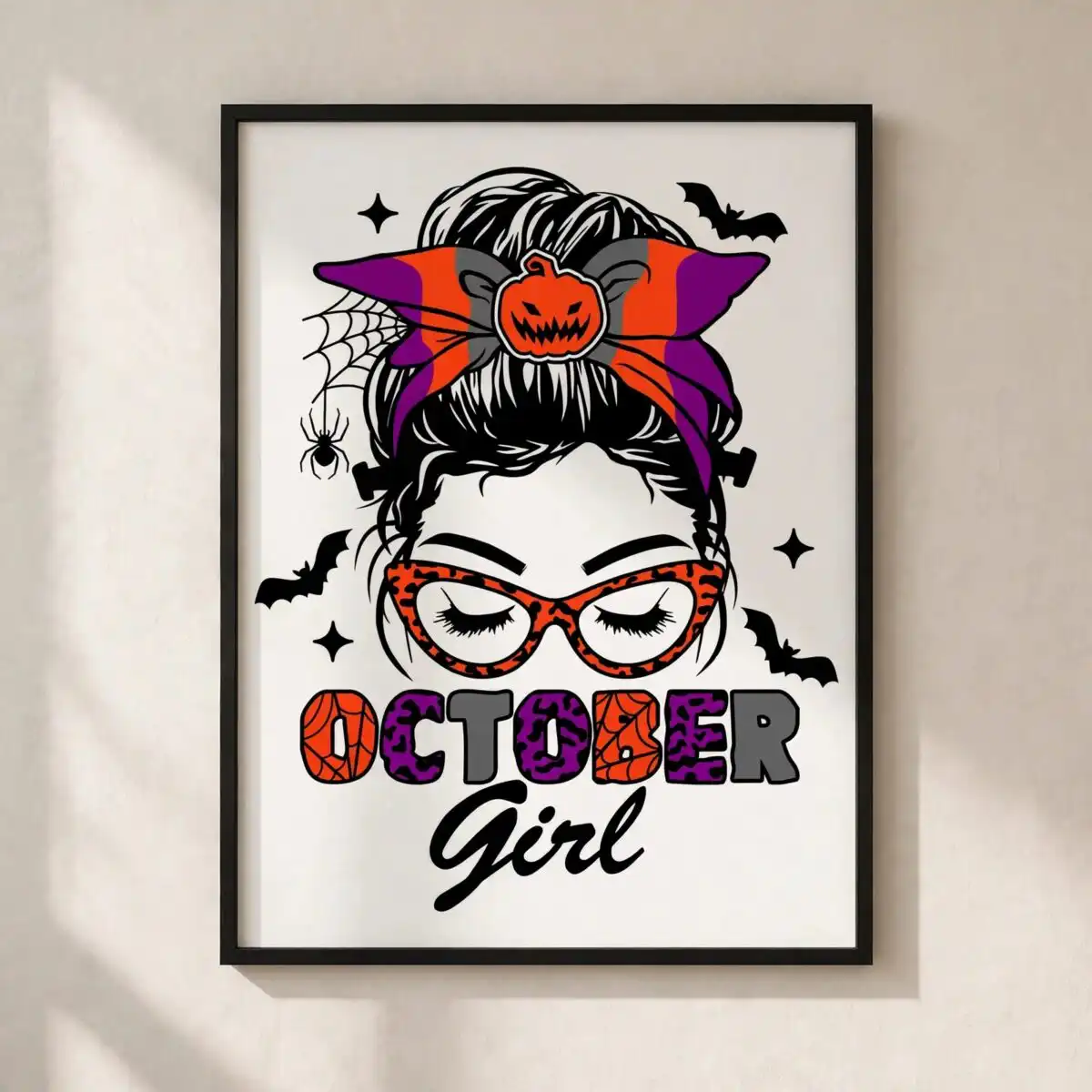 october girl mom messy svg design printed on a plain product mockup