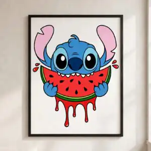 cute stitch watermelon bite summer cartoon clipart for shirts stitch watermelon stitch cartoon svg design printed on a plain product mockup