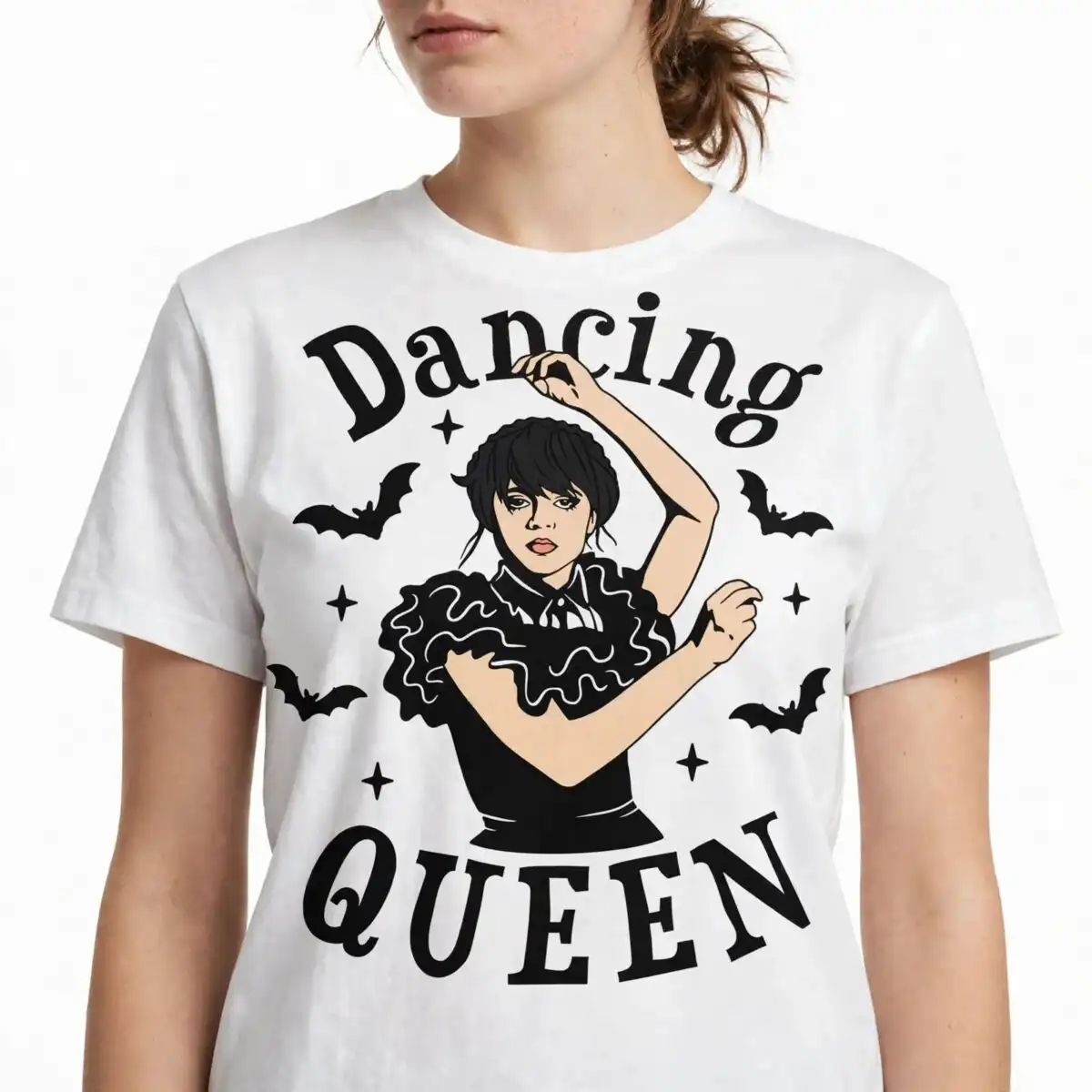 wednesday addams dancing svg design printed on a plain product mockup