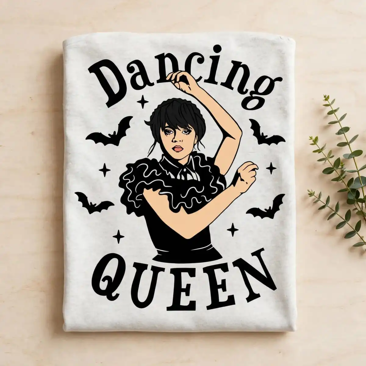 wednesday addams dancing svg design printed on a plain product mockup