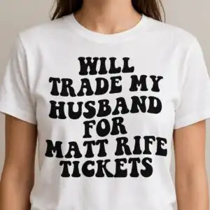 will trade my husband svg design printed on a plain product mockup