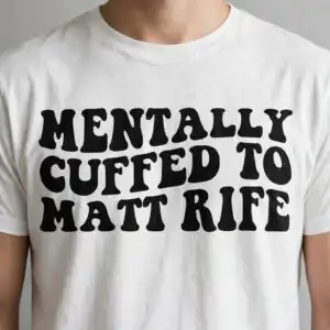 mentally cuffed matt rife svg design printed on a plain product mockup
