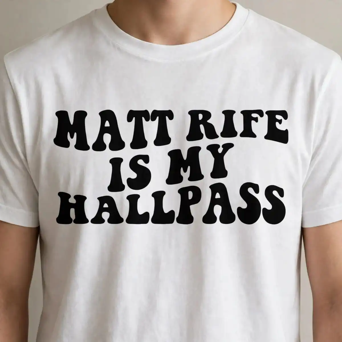 matt rife my hallpass png design printed on a plain product mockup
