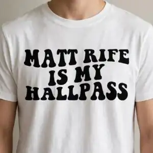 matt rife my hallpass png design printed on a plain product mockup