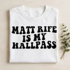 matt rife my hallpass png design printed on a plain product mockup