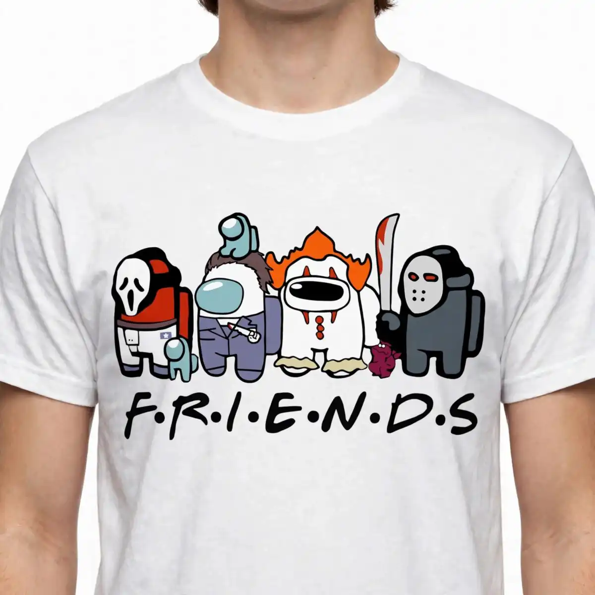 among us horror friends svg design printed on a plain product mockup