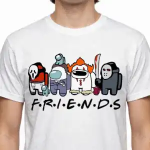 among us horror friends svg design printed on a plain product mockup