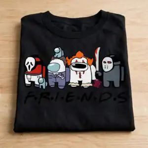 among us horror friends svg design printed on a plain product mockup