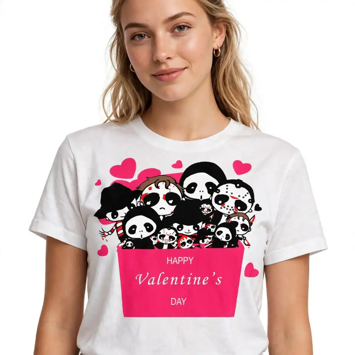 horror movie chibi valentine svg cricut design printed on a plain product mockup