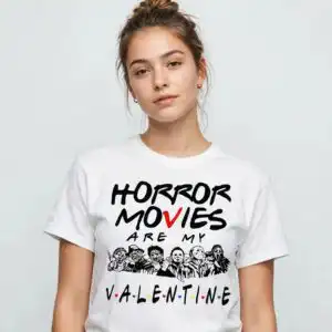 horror movies are my valentine cricut quote with seven masked horror figures horror movies my valentine svg cricut design printed on a plain product mockup